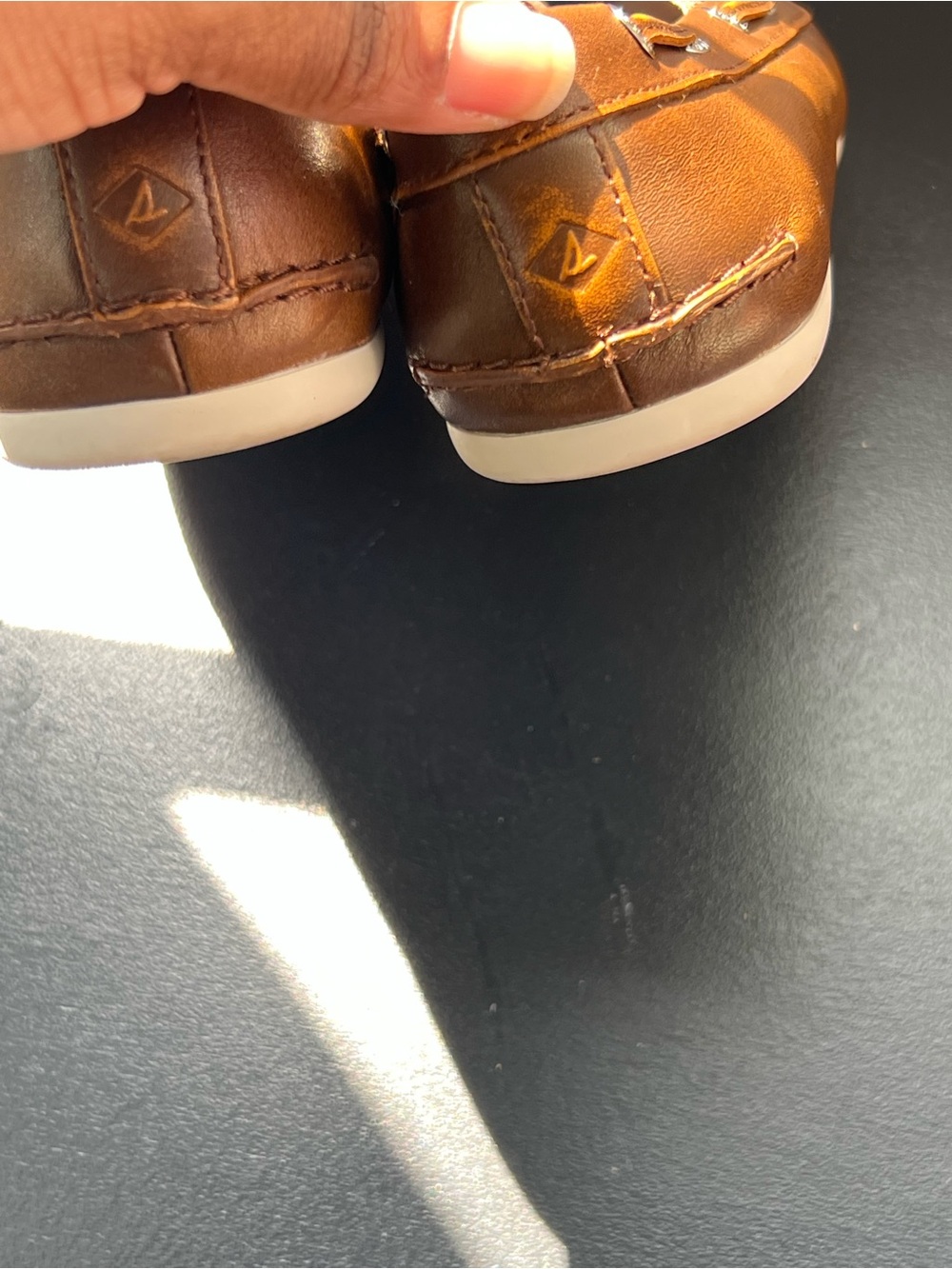 Sperry Tan Leather Lace-Up Boat Shoes - Picture 4 of 6